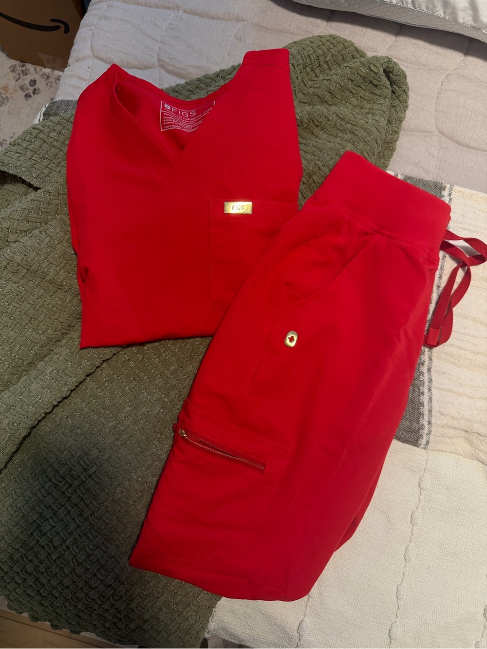 Figs Women’s Red Track Jogger Pants with Zip Pocket